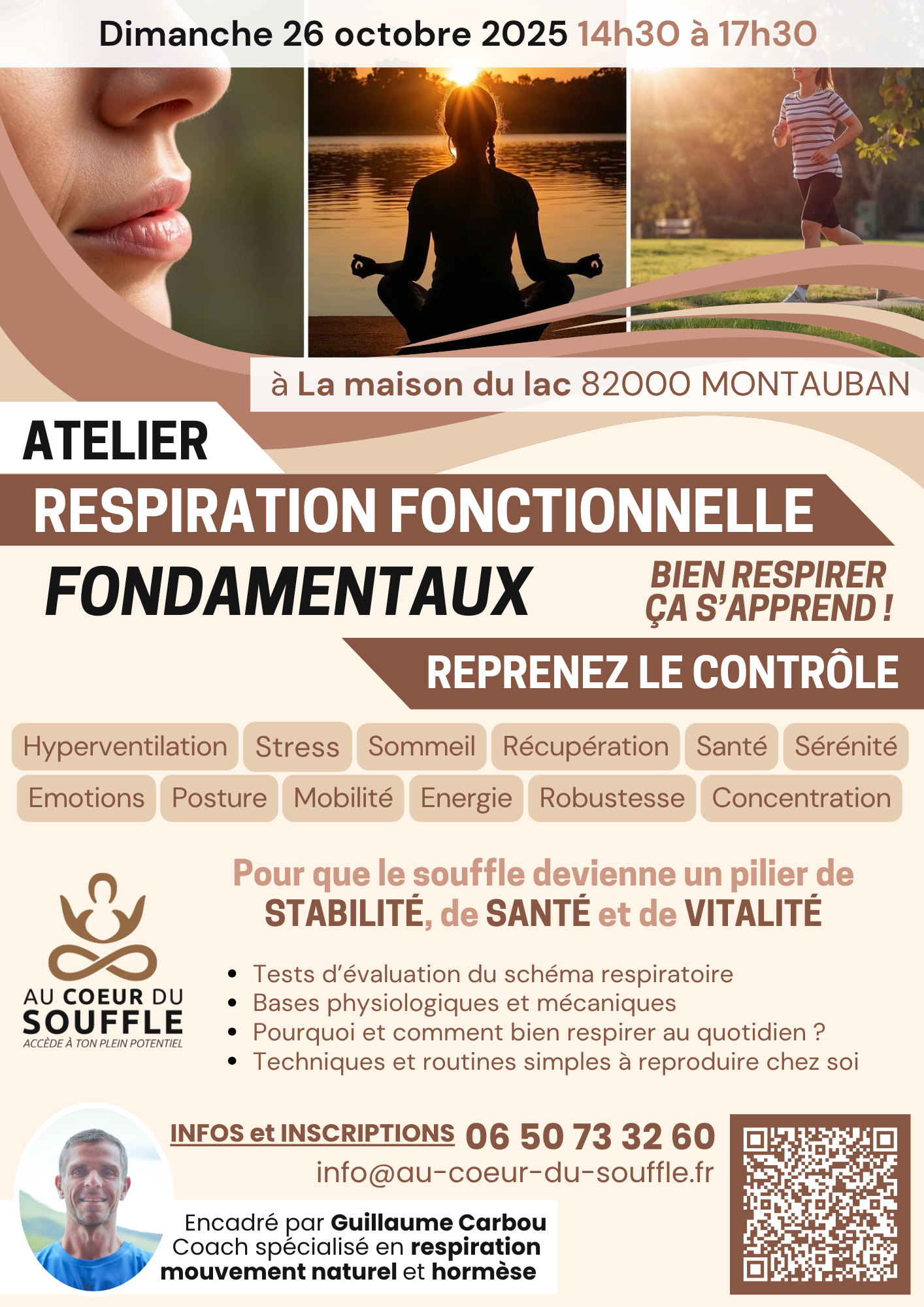 Atelier fondamentaux de la respiration fonctionnelle à Montauban le 26 octobre 2025
