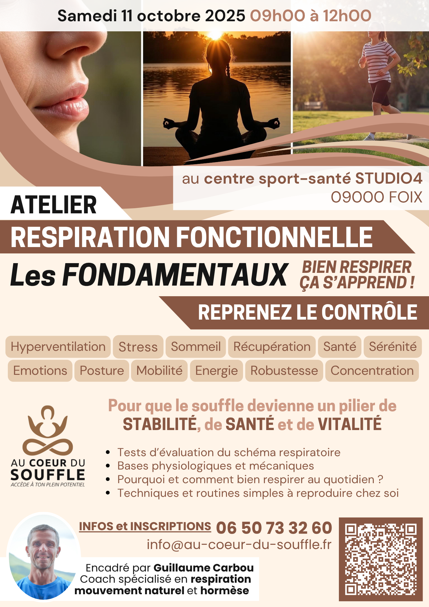 Atelier fondamentaux de la respiration fonctionnelle à Foix le 11 octobre 2025